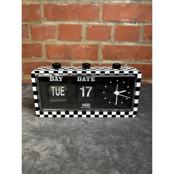 Vans Retro Flip Calendar Alarm Clock With Checkerboard ABS Shell - Picture 1 of 8